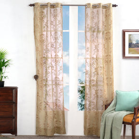 Dainty Dance Embroidered 2 PC Green Curtain Set