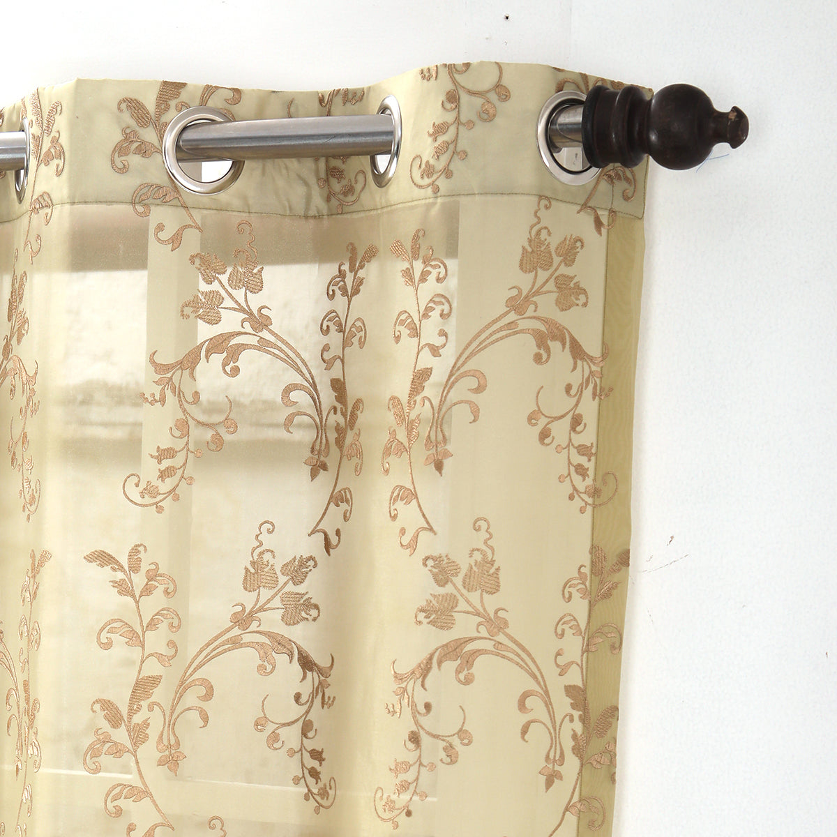 Dainty Dance Embroidered 2 PC Green Curtain Set