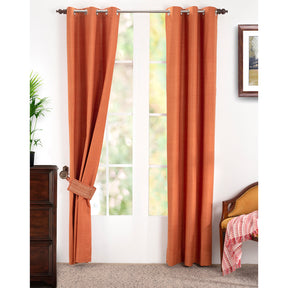 Marly Matt Textured 2PC Orange Curtain Set