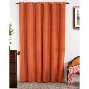 Marly Matt Textured 2PC Orange Curtain Set