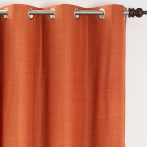 Marly Matt Textured 2PC Orange Curtain Set