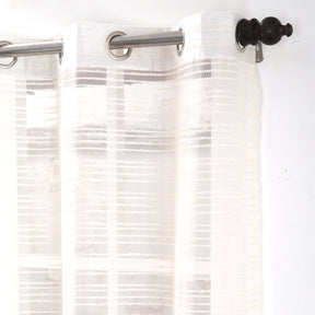Furry Line Solid 2PC Beige Curtain Set