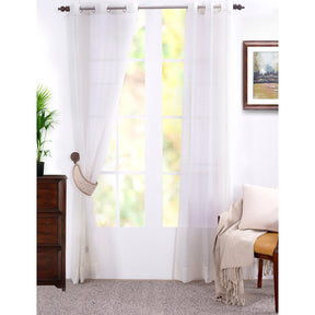 Sight Stripe Solid 2PC Beige Curtain Set