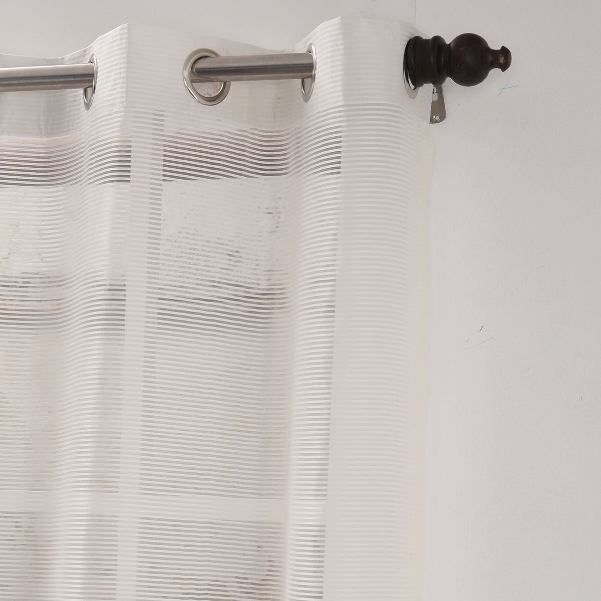 Sight Stripe Solid 2PC Beige Curtain Set