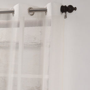 Sight Stripe Solid 2PC Beige Curtain Set