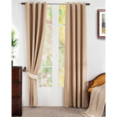 Ladder Stripe Solid 2PC Beige Curtain Set
