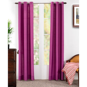 Silky Sillion Solid 2PC Purple Curtain Set