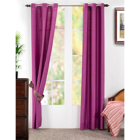 Silky Sillion Solid 2PC Purple Curtain Set
