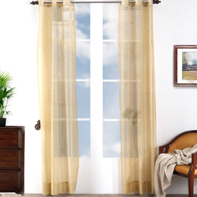 Tidy Silk Solid 2PC Beige Curtain Set