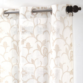 Sicilian Stripe Solid 2PC Beige Curtain Set