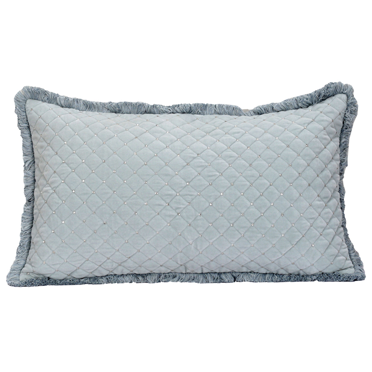 Royal Redux Glare Beaded & Quilted Blue Cushion Cover