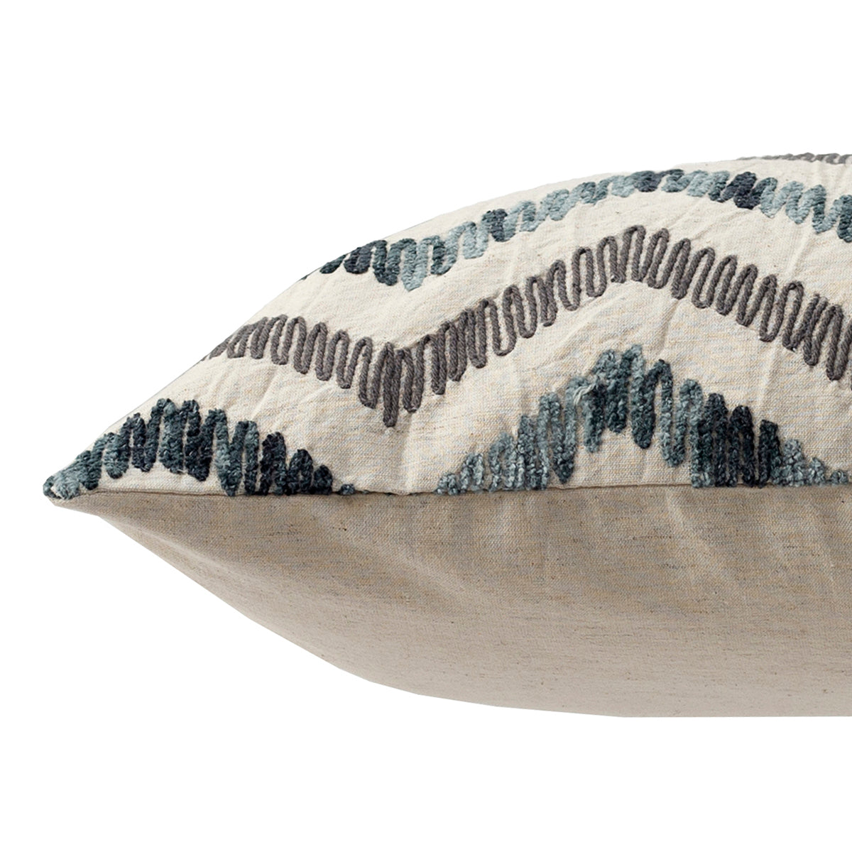 Rurban Divine Rustic Chevron Digital Printed and Hand Embroidered 90%Cotton10%Linen Grey Cushion Cover