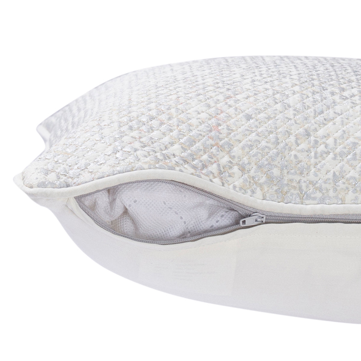 Nostalgic Attire Vint Flow Beige Foil Printed & Quilted Cushion Cover