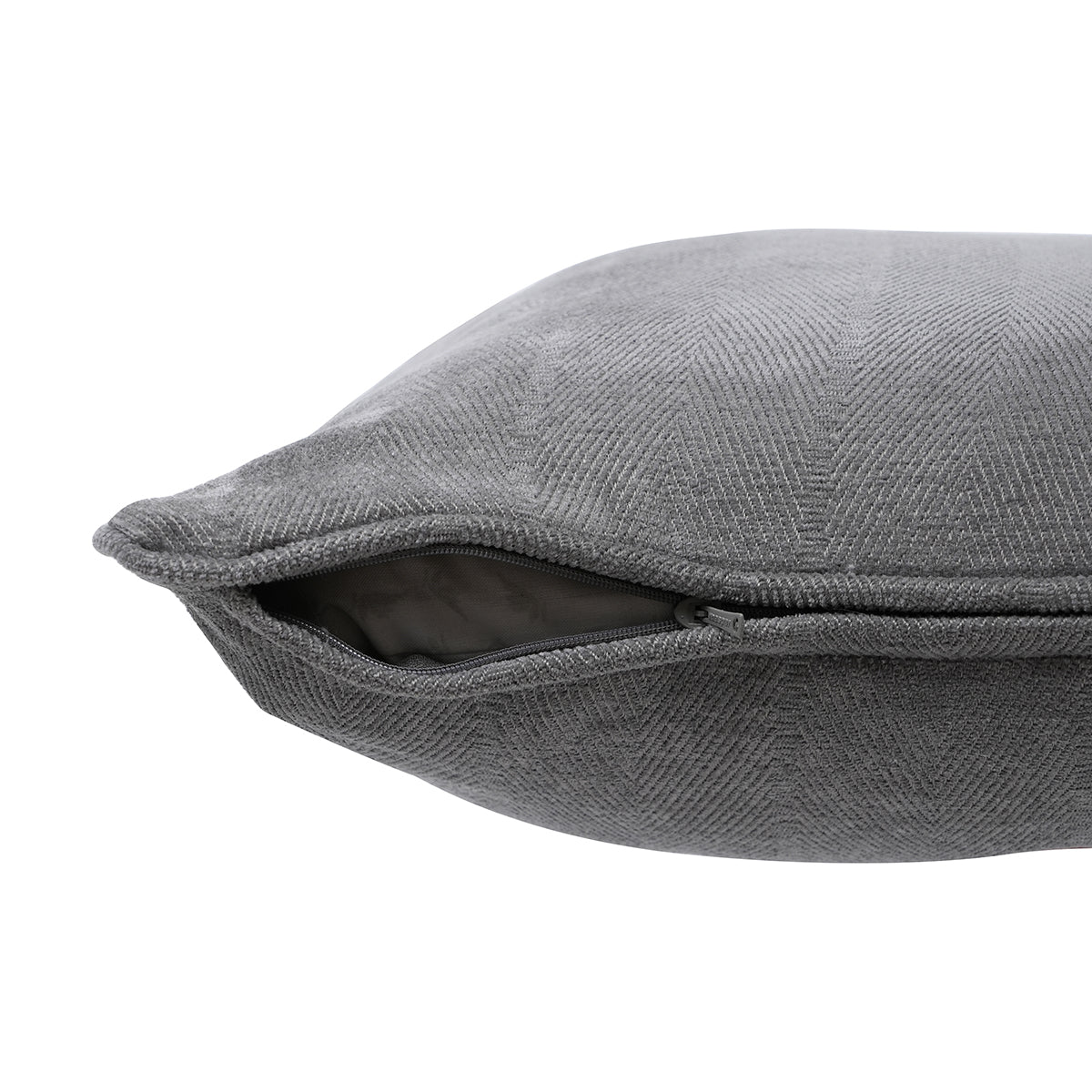 Caroline Herringbone Textured Soft Woven Grey Cushion Cover