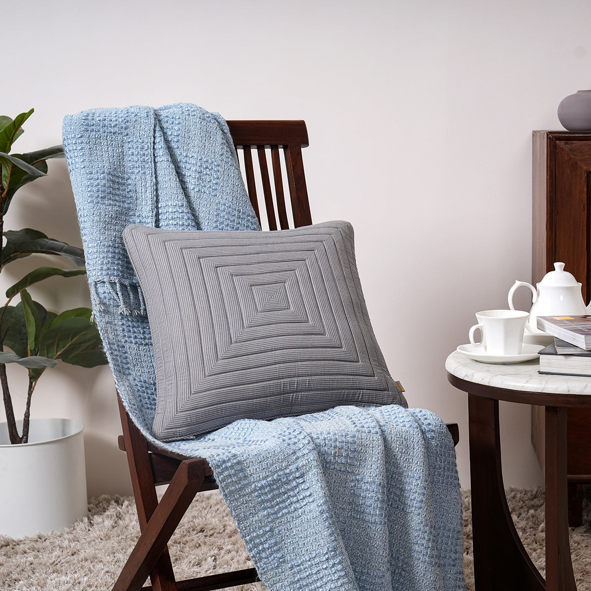 Pin Stripe Made With Egyption Cotton Ultra Soft Blue Cushion Cover