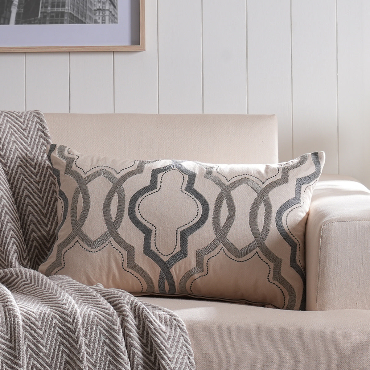 Classical Ornate Kravet Harmony Cushion Cover Neutral