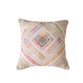 Eclectic Geo Rhombus Woven/Digital Print 100% Cotton Beige Cushion Cover