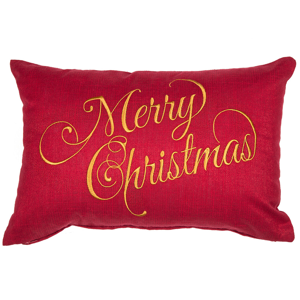 Merry Christmas 90%Cotton 10%Lurex Embroidery Machine Red Cushion Co