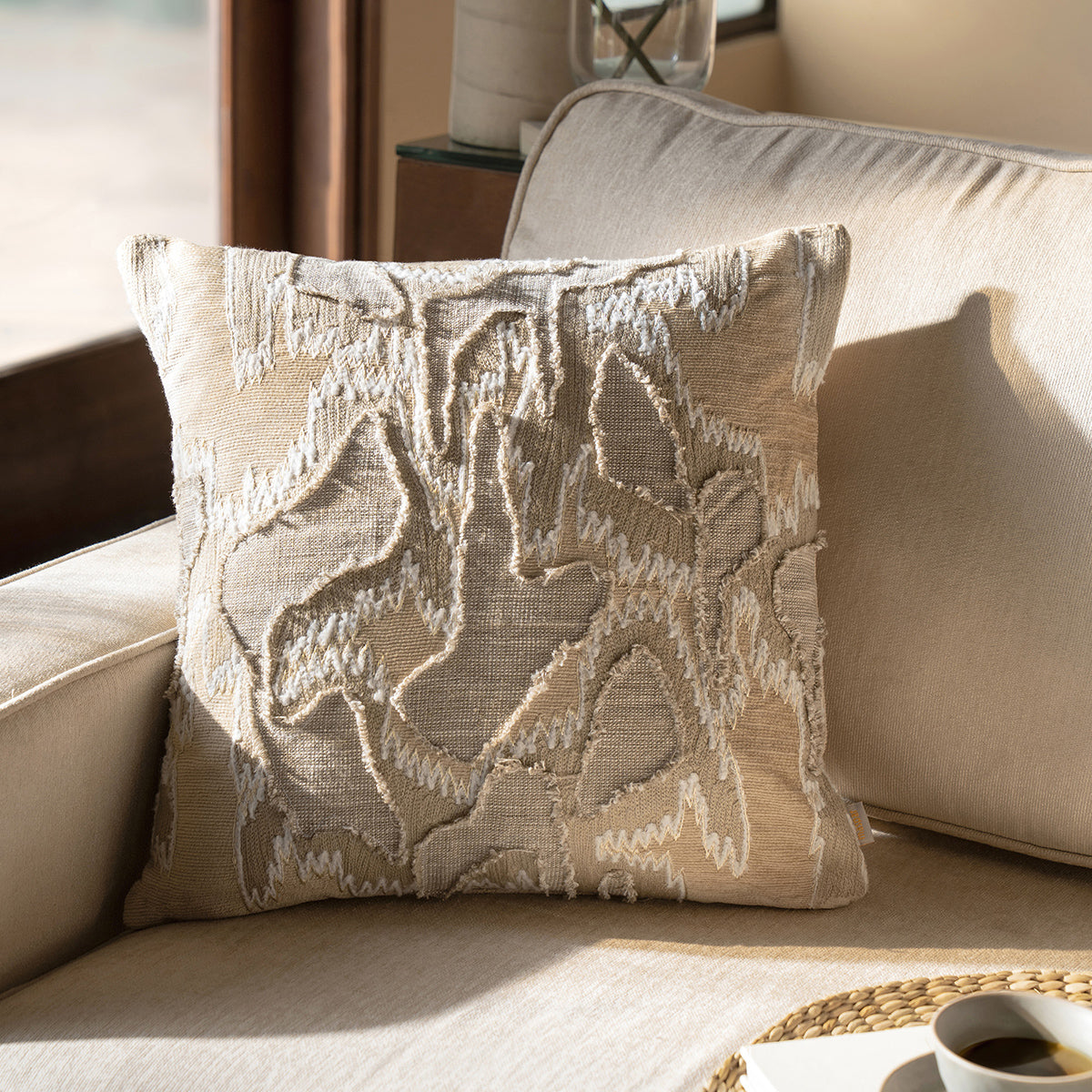 Imperial Essence Ripple Beige Cushion Cover