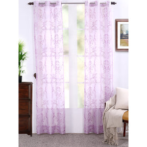 Dainty Dance Embroidered 2PC Purple Curtain Set