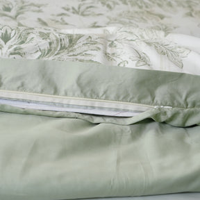 Tranquil Essence Napery Classic Printed 100% Cotton Super soft Green Duvet Cover With Pillow Case