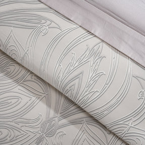 Classical Ornate Baroque Feathering Duvet Cover with Pillow Case Neutral