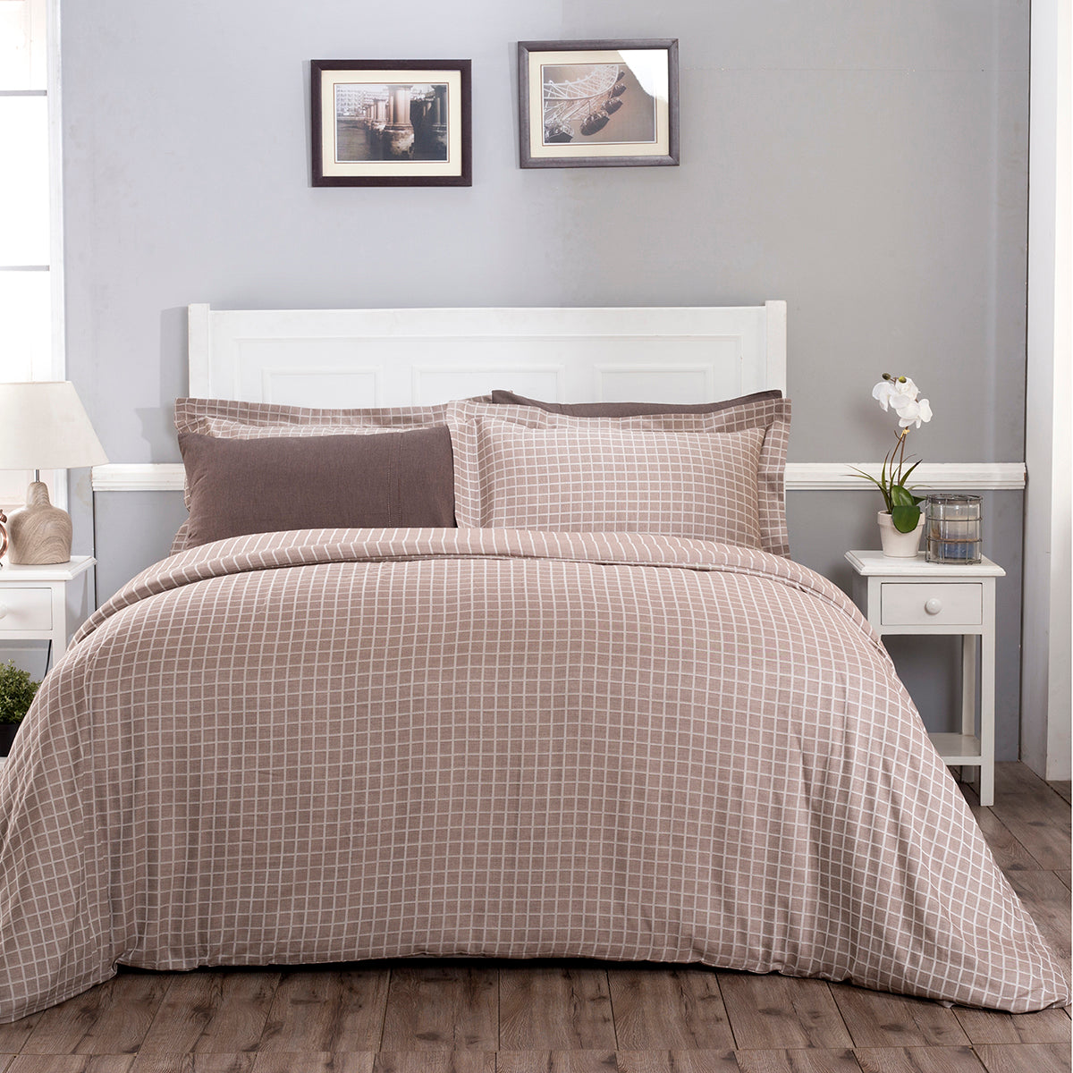 Bliss Reversible Made With Egyptian Cotton Ultra Soft Brown Duvet Cover With Pillow Case