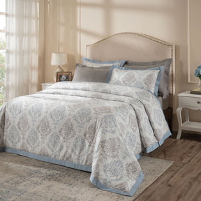PBS Timeless Ornare 100% Cotton Duvet Cover with Pillow Case Dusty Blue