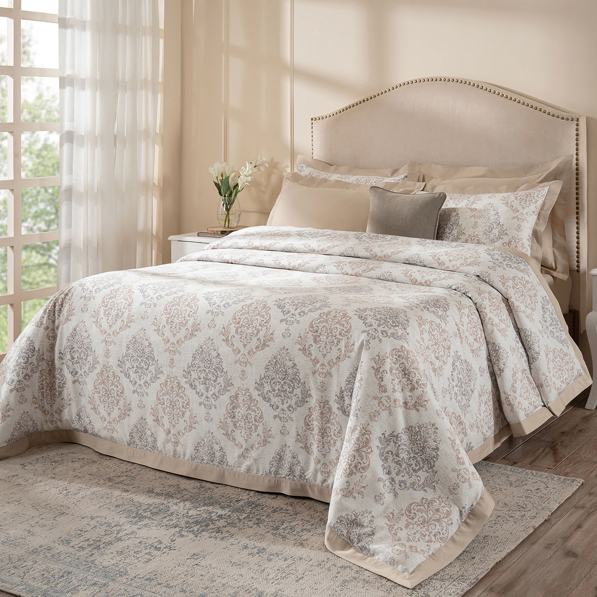 PBS Timeless Ornare 100% Cotton 8Pcs Duvet Cover Set Tan