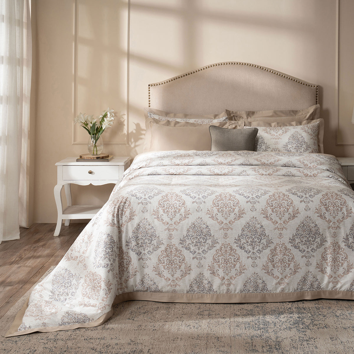 PBS Timeless Ornare 100% Cotton 8Pcs Duvet Cover Set Tan