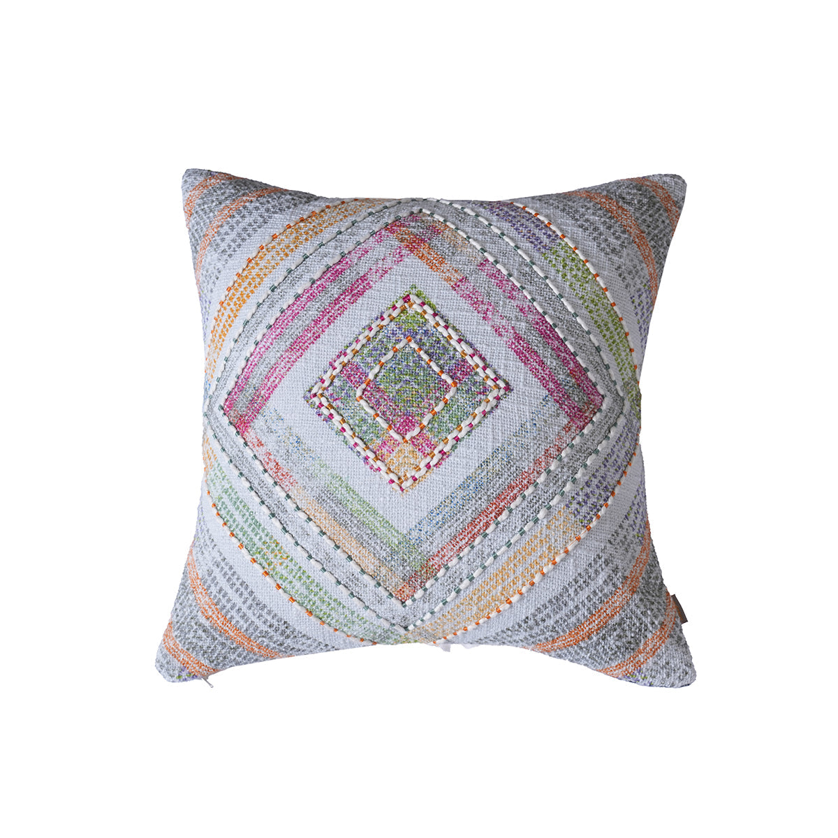 Eclectic Geo Rhombus Woven/Digital Print 100% Cotton Grey Cushion Cover