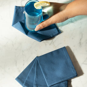 Eden 100% Cotton Cocktail Napkin Set 20X20 CM Denim Blue