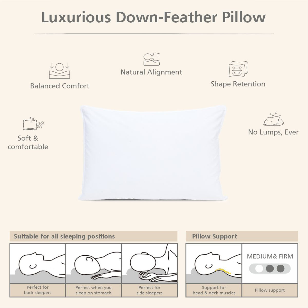 Elite Solid White 1PC Pillow