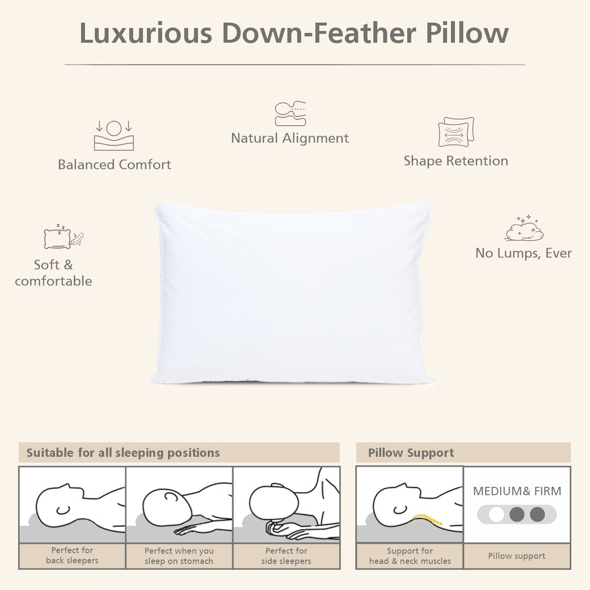 Elite Solid White 1PC Pillow