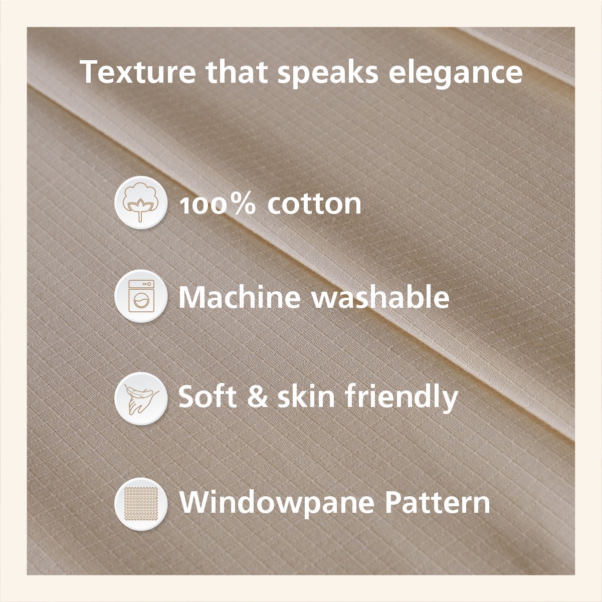 Felix Self Jacquard 100% Cotton Beige Bed Sheet with Pillow Case