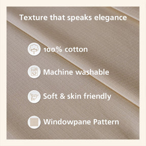 Felix Self Jacquard 100% Cotton Beige Bed Sheet with Pillow Case