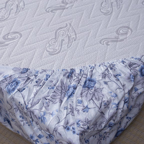 Florescence Juniper Print Blue Fitted Sheet With Pillow Covers