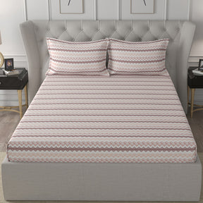 Florescence Livia Print Pink Fitted Sheet With Pillow Covers