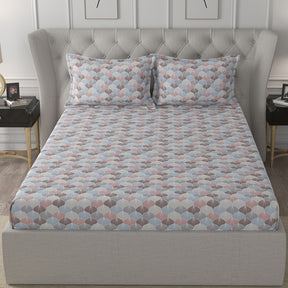 Florescence Boston Print Pink Fitted Sheet With Pillow Covers