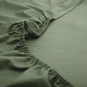 Slumber Plain Easy Care Percale 100% Cotton Green Fitted Sheet with Pillow Case