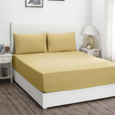 Slumber Plain Easy Care Percale 100% Cotton Yellow Fitted Sheet with Pillow Case