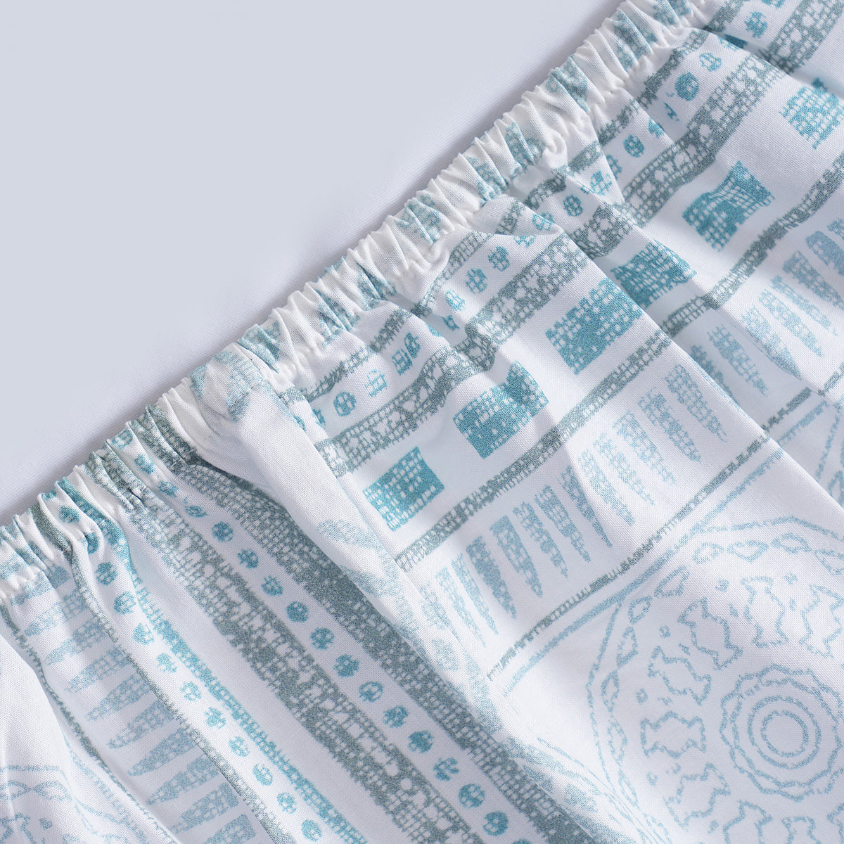 Hermosa Sensory Bloom Lennon 100% Cotton Printed Fitted Sheet with Pillow Case Blue