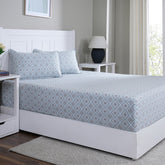 Hermosa Sensory Bloom Avery 100% Cotton Printed Fitted Sheet with Pillow Case Blue