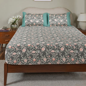 Sensory Bloom Granada 100% Cotton Green Fitted Sheet with Pillow Case