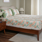 Sensory Bloom Colorsplash 100% Cotton Peach Fitted Sheet with Pillow Case