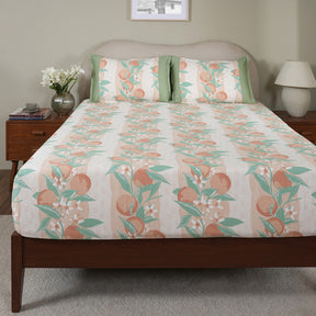 Sensory Bloom Colorsplash 100% Cotton Peach Fitted Sheet with Pillow Case