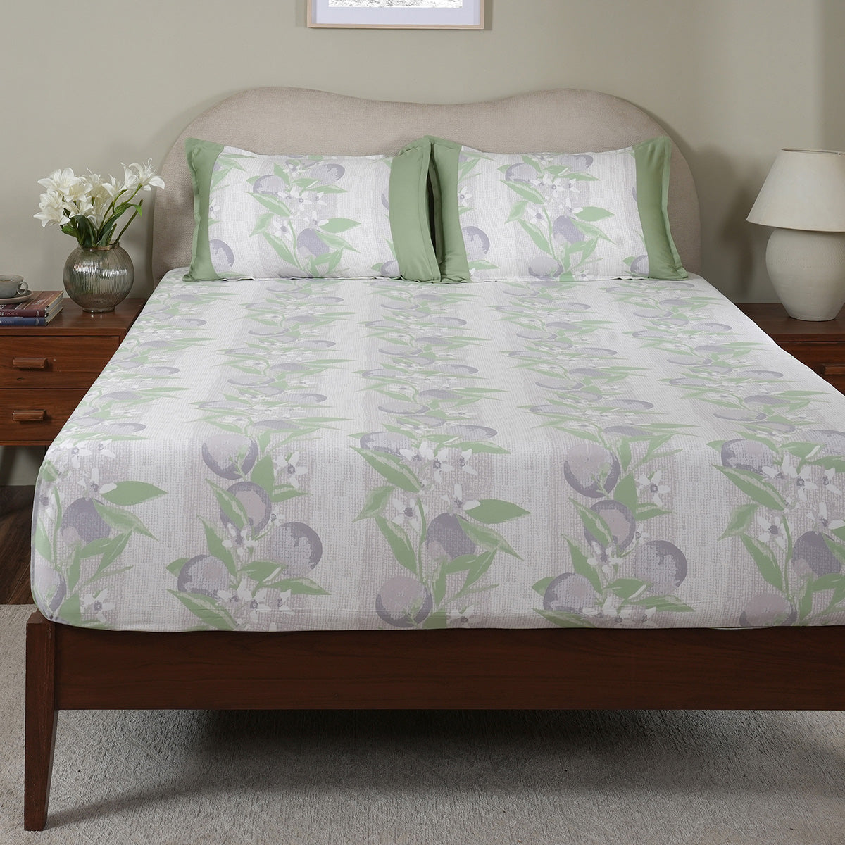 Sensory Bloom Colorsplash 100% Cotton Lilac Fitted Sheet with Pillow Case