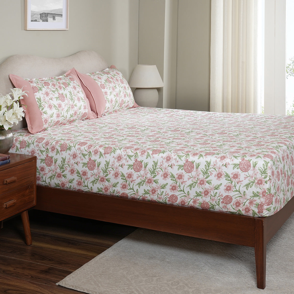 Sensory Bloom Blooming Petals 100% Cotton Pink Fitted Sheet with Pillow Case