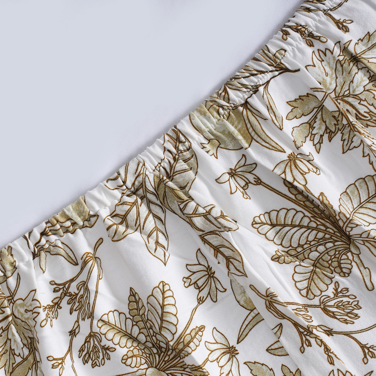 Sensory Bloom Fruity Foliage 100% Cotton Mustard Fitted Sheet with Pillow Case