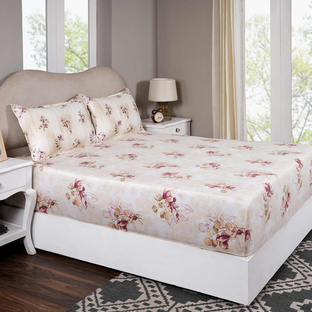 Sensory Bloom Everbloom 100% Cotton Peach Fitted Sheet with Pillow Case